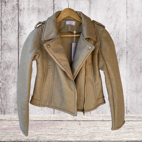 HP✨NWT SAGE the Label Rustic Heart Biker Faux Leather Moto Long Sleeve Jacket XS - Picture 5 of 16